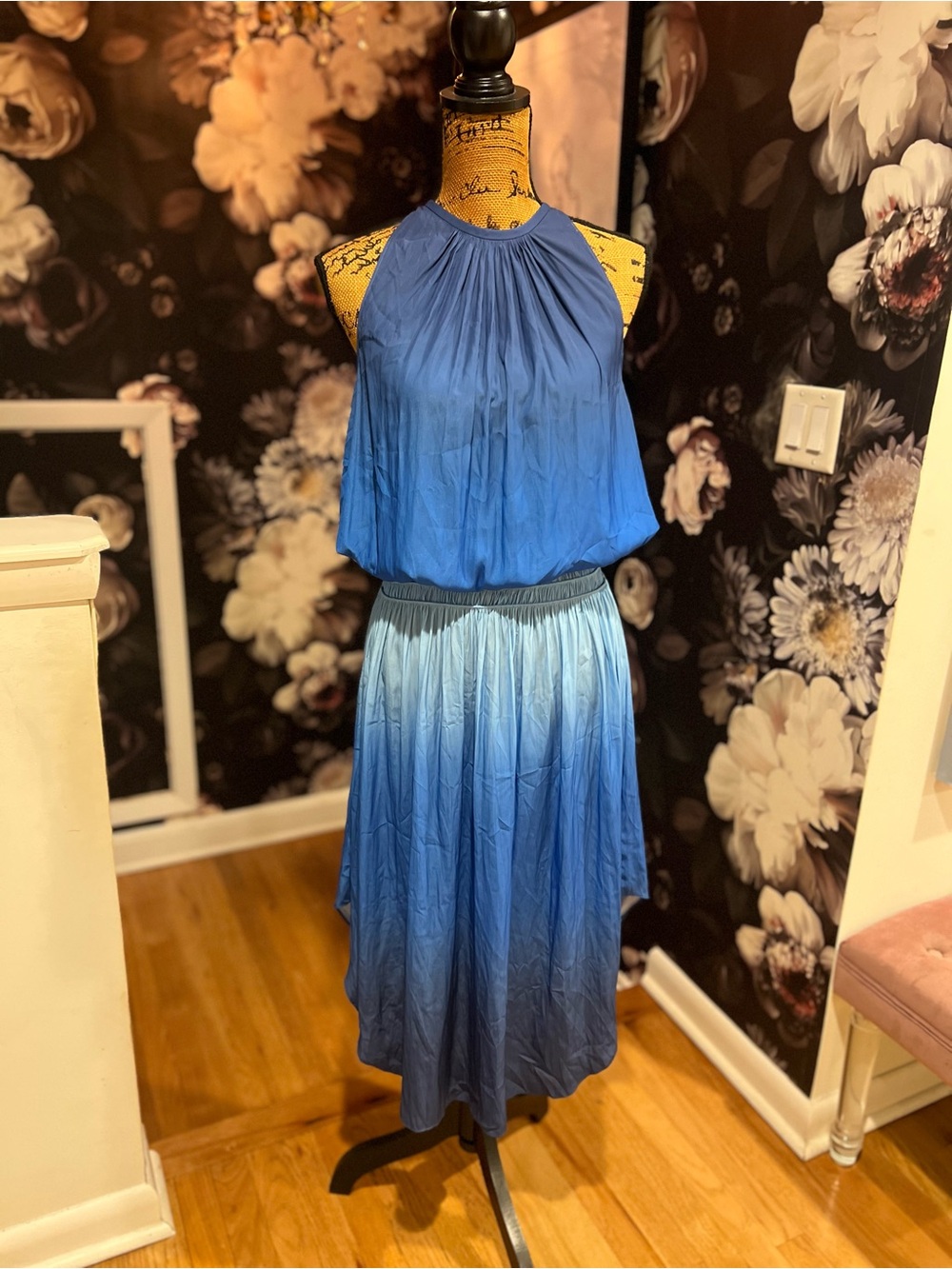 Ramy Brook Blue Ombre Halter Midi Dress new with tag